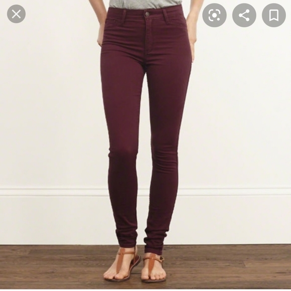 Abercrombie & Fitch Denim - Abercrombie And Fitch Maroon Skinny Jeans …